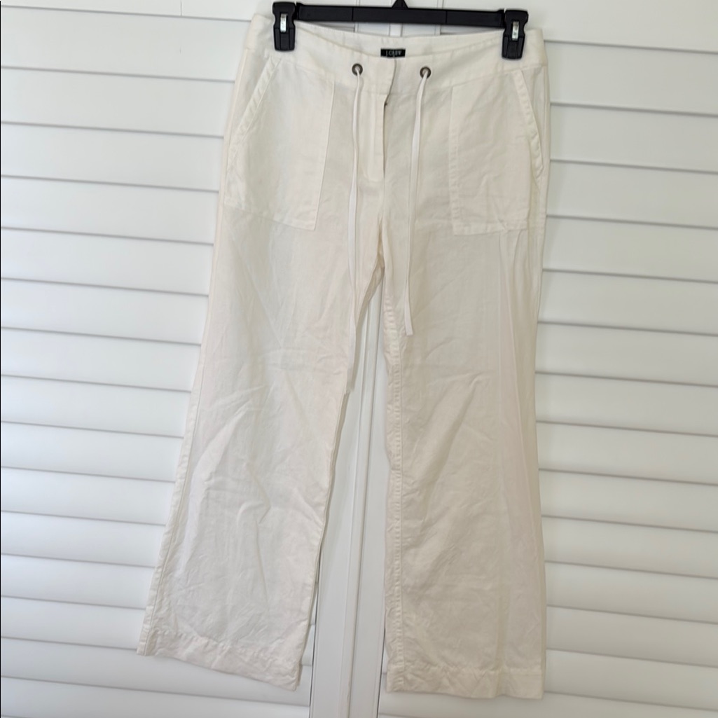 J. Crew Factory White Wide-Leg Trousers